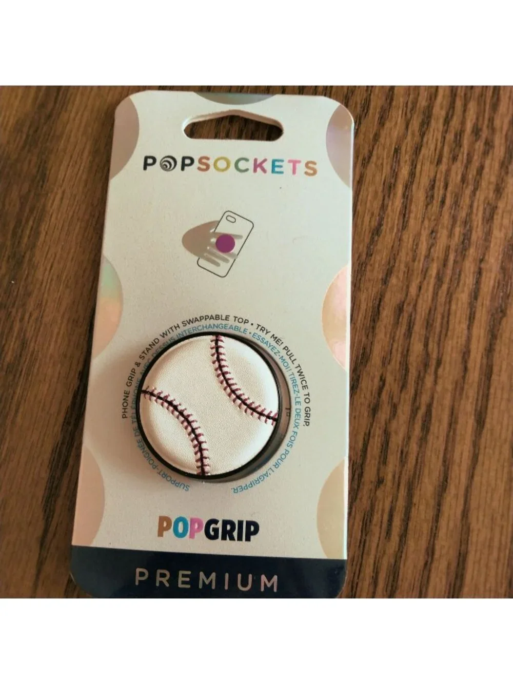 PopSockets PopGrip Premium Baseball Design Phone Grip Stand Swappable Top